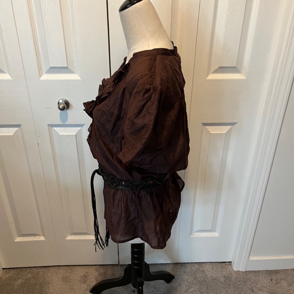 Bebe size L silk blend shirt with belt - Picture 6 of 14